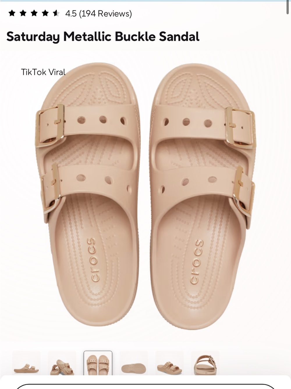 CROCS Kids Saturday Metallic Buckle Sandal in Blush